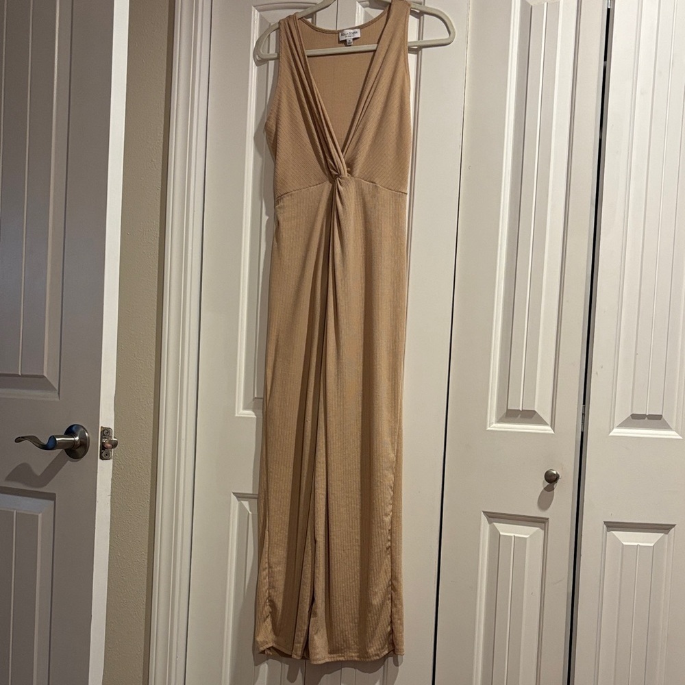 Rolla Coster Tan Sleeveless Twist-Front Maxi Dress